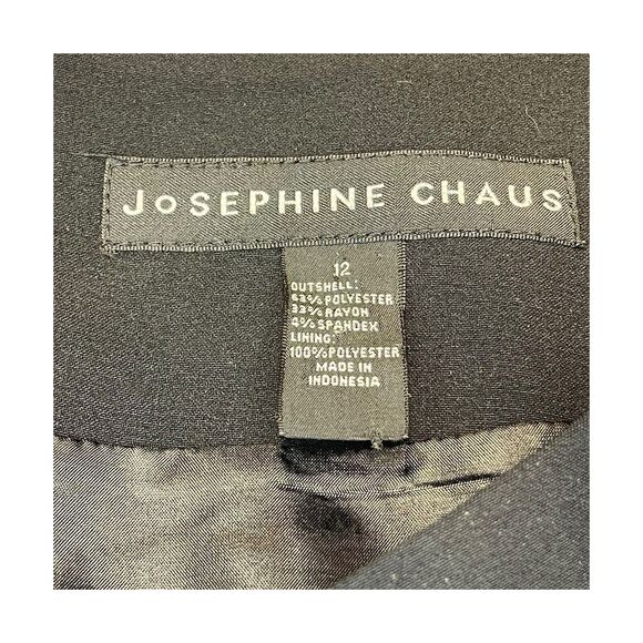 Josephine Chaus A-Line Skirt Women's 12 Black Lined Polyester Stretch Back Slit - Picture 6 of 7